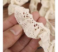 ZNZAKKA Ribete de encaje elástico, ribete de encaje de ganchillo con borde festoneado para calcetines, manualidades, bricolaje (5 yardas, beige)