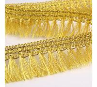 ZNZAKKA Ribete de flecos dorados de 6 yardas, ribete de borla para manualidades, ropa, cortina, decoración del hogar