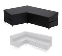 ZOALXZNT Funda Sofa Exterior Forma L Impermeable，Cubierta de Muebles de JardíN en Forma de L con Cordón， Hebilla Ajustable， Funda de Sofá de Esquina al Aire Libre 420D Oxford (270 * 270 * 60cm,Negro)
