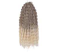 ZOAPDEBCE Cinta de extensión del cabello humano, Cabello rizado, onda de agua, cabello de ganchillo, cabello trenzado sintético, rubio, rosa, extensión de cabello trenzado de onda profunda de 24 pulga