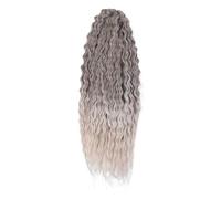ZOAPDEBCE Cinta de extensión del cabello humano, Cabello rizado, onda de agua, cabello de ganchillo, cabello trenzado sintético, rubio, rosa, extensión de cabello trenzado de onda profunda de 24 pulga
