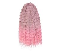 ZOAPDEBCE Cinta de extensión del cabello humano, Cabello rizado, onda de agua, cabello de ganchillo, cabello trenzado sintético, rubio, rosa, extensión de cabello trenzado de onda profunda de 24 pulga