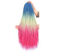 ZOAPDEBCE Cinta de extensión del cabello humano, Extensiones de cabello con trenzas en caja 3x, pelo sintético largo y liso, trenzas en caja finas y coloridas for mujer (3-7)(45718)