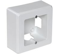 Zócalo blanco 1 elemento 94x96x43mm, ideal para acabados de instalaciones eléctricas y armonización de espacios.
