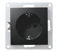 Zócalo de contacto de protección | ESTILO | 250V~/16A, UP, base de empotrar de 1 vía, conexión por tornillo, base simple con protección de enchufe, negro mate