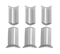 Zócalo esquinero de 82 mm de altura para zócalos de 8 cm para zócalos, 3 interiores y 3 esquinas exteriores, conector de instalación simple, base de pared, cuarto de cala (M plateado)