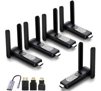 Zocibihi Transmisor HDMI inalámbrico mejorado y 4 receptores, soporta hasta 6 dispositivos conectados. Rango de baja latencia de 165 pies/50 m con doble banda 2.4G/5.8G, Plug & Play para PC/portátil