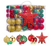 Zocipro 101Pcs Bolas de Navidad, Adornos de Bolas de Navidad de Diámetro Ø 3, 4 y 6cm, Rojo, Verde y Dorado Decoraciones de Navidad con Lanyard, Colgantes para el Árbol de Navidad