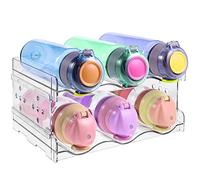 Zocipro 2 Piezas Botellero de Plástico Apilable, Botellero Vertical de Cocina, Botelleros para hasta 6 Botellas, Portabotellas Transparente para Almacenar en Encimera, Armario, Oficina