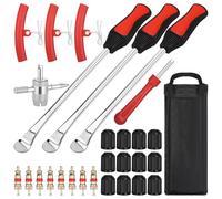 Zocipro 29Pcs Desmontadores de Neumático Kits, 3 Palancas Neumaticos con Protectores de Llanta y Accesorios, para Moto Bicicleta Coche Cambio de Neumático de Eliminación