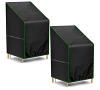 Zocipro 2pcs Fundas Protectoras para Sillas de Jardín Exterior, 64 x 64 x 70/120 cm, Tela Oxford 210D Impermeable y Resistente, Anti-UV, para Sillas Apilables de Terraza con Cordón de Ajuste