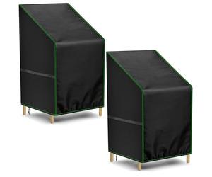Zocipro 2pcs Fundas Protectoras para Sillas de Jardín Exterior, 64 x 64 x 70/120 cm, Tela Oxford 210D Impermeable y Resistente, Anti-UV, para Sillas Apilables de Terraza con Cordón de Ajuste