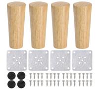 Zocipro 4Pcs Patas para Muebles de Madera 12cm, Patas de Madera de Sofá con Placas de Montaje Tornillos y Protector Antideslizante, para Sofá, Silla, Escritorio, Armario, Mesa de Té