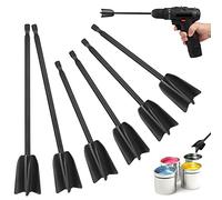 Zocipro 6Pcs Mezclador Pintura, Accesorio Mezclador de Epoxi Reutilizable para Cualquier Taladro de 1/4", para Taladro Herramienta Mezcladora para Mezclar Resina Epoxi Pintura Esmalte Cerámico