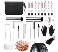 Zocipro 72Pcs Kit Reparación Neumáticos, Kit Repara Pinchazos Coche, Kit Antipinchazos Moto, Herramienta Reparacion Pinchazos con Mecha Pinchazos para Coche, Moto, Camiones, ATV, Tractores, SUV