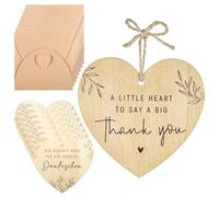 Zocipro 8 tarjetas de agradecimiento de madera, con forma de corazón pequeño, con texto en inglés "A Little Heart to Say A Big Thank You" con sobres y cuerda de cáñamo, regalos de cumpleaños y Navidad
