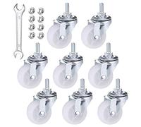 Zocipro 8PCS Ruedas Giratorias con tuercas y una llave, PU Ruedas para Muebles Pesados para DIY, Trolley Mueble Rueda con Cabeza Giratoria de Rodamiento de Bolas Dobles(Altura 50mm/1.5pulgada)