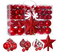 Zocipro Rojo Bolas de Navidad, 101Pcs Adornos de Bolas de Navidad de 3/4/6cm, Adornos Reutilizables para Arbol de Navidad, para Decoración Boda, Fiesta Cumpleaños