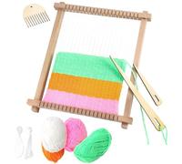 Zocipro Telar Madera Niño, 24x28cm Ajustable Máquina de Tejer a Mano, Kit para Tejer con Hilos, Varillas, Peines y Lanzaderas, Telar Tradicional de Madera Máquina para Principiantes