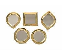 ZocoChic Conjunto de 5 Espejos Decorativos, Marco de Latón Dorado, 11-16 cm, Diseño Marroquí Artesanal, Formas Variadas