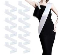 ZOCONE 12 Piezas Bandas Blancas para Fiesta Banda Cumpleaños de Saten Fajas Despedida Soltera Bandas Graduacion Pack DIY para Boda Tema Bride Cumpleaños Fiesta Graduacion