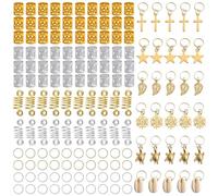 ZOCONE 150 Piezas Anillos de Trenza de Pelo Dorados y Plateados - Ajustables para Mujer y Hombres - Abalorios para Rastas y Trenzas - Adornos DIY