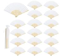 ZOCONE 16 Piezas Blanco Abanicos Boda para Invitados con Bolso de Organza Abanico Blanco Madera Plegable Abanico de Mano Novia Detalle para Bodas Invitadas