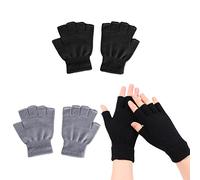 ZOCONE 2 Pares de Guantes Sin Dedos de Invierno, de Punto, Cálidos y Elásticos para Hombre, Mujer, Adultos y Niños - Gris, Talla
