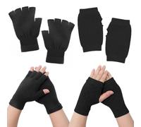 ZOCONE 2 Pares de Guantes sin Dedos Guantes de Invierno para Hombres Mitones Mujers Guantes de Medio Dedo Guantes de Punto Invierno Guantes Elásticos Cálidos para Adultos y Adolescentes (Negros)