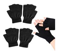 ZOCONE 2 Pares de Guantes sin Dedos, Guantes de Medio Dedo de Punto de Invierno para Hombres y Mujers, Negro, Guantes Elásticos Cálidos para Adultos y Menores Mayores de 13 Años, Talla Unica