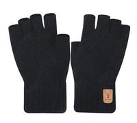 ZOCONE 2 Pares Guantes de Invierno Sin Dedos, Gruesos Invierno Guantes Tejidos para Hombre y Mujer Guantes Sin Dedos Elásticos para Oficina, Ciclismo, Correr (Negro)