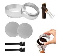 ZOCONE 2 Piezas Anillo Dosificador Cafe Accesorios con Pantalla de Disco Cafe 51mm Agitador de Cafe Agujas, Aluminio Embudo Dosificador Magnético para Portafiltro, WDT Coffee Tool para Espresso