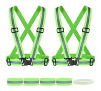 ZOCONE 2 Piezas Chaleco Reflectante con 4 Bandas Reflectoras 3M Cinta Reflectante, Ajustable Chaleco de Seguridad Reflectante Alta Visibilidad Chalecos Reflectantes para Correr Senderismo Ciclismo