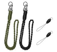 ZOCONE 2 Piezas Cordon Llaves Cuello, Llavero Cordon de Cuello Cuerda Paracord Negro y Verde, Cuelga Llaves Cuello Cordón de Paracaídas Cuerda de Identificación Soporte, Oficina, Escuela