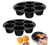 ZOCONE 2 Piezas Silicona Moldes Magdalenas para Air Fryer Molde Muffins Horno para 7 Magdalenas Antiadherente Bandejas Horno Muffins Pequeño para Cupcake Magdalenas (17.5cm)