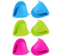 ZOCONE 3 Pares Mini Manoplas Horno Silicona Guantes Cocina Pequeños Resistente al Calor Soporte Multicolor para Microondas Freidora de Aire Barbacoa