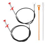 ZOCONE 4 Piezas Alambre Desatascador Tuberias 0.9/2M Largo Cable Desatascador Tuberias Muelle con Pinza y Drain Cleaner Plástico y Cepillo de Limpieza Desagüe, Flexible Limpiador para Baños Ducha