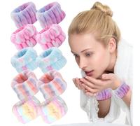 ZOCONE 5 Pares Muñequeras Skincare Suave Muñequeras de Spa Multicolor Microfibra Pulseiras de Toalha Elástico Bandas de Muñeca para Mujeres y Niñas Pulseira Absorvente para Lavado de Cara Spa Skincare