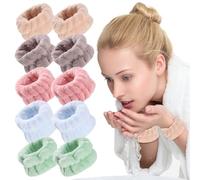 ZOCONE 5 Pares Muñequeras Skincare Suave Muñequeras de Spa Multicolor Microfibra Pulseiras de Toalha Elástico Bandas de Muñeca para Mujeres y Niñas Pulseira Absorvente para Lavado de Cara Spa Skincare