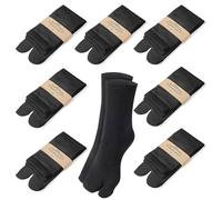 ZOCONE 7 pares de calcetines negros con puntera dividida, calcetines de algodón con dos dedos para mujeres y hombres, novedosos calcetines tabi para sandalias, calcetines tabi de dos dedos para dedos