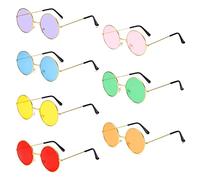 ZOCONE 7 Piezas Gafas Hippies Fiesta Gafas de Sol Colores Redonda Retro Años 60 y 70 para Disfraces Hippie Fiestas Halloween Concierto