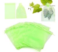 ZOCONE 80 Piezas Bolsas para Uvas en Parra Verde 20 * 30cm Bolsas Proteccion Uvas Bolsas Organza Grandes con Cordón Bolsas de Malla para Tapar Racimo de Uvas Malla para Proteger Uvas Fresas de Aves