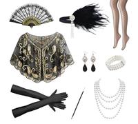 ZOCONE 9 Piezas Accesorios Años 20 Mujer Disfraz Gran Gatsby 1920s Accesorios Disfraz Charleston Mujer Complementos para 1920s Fiesta Cosplay Halloween Cabaret