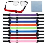 ZOCONE 9 Piezas Cordon Gafas Ajustable para Gafas Deportivas con Paño Gafas, Silicona Elástico Deporte Gafas Correa Cinta Gafas Deporte, Antideslizantes Cordones Gafas Hombre Sujetar Gafas Deporte