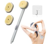 ZOCONE Estropajos de espalda para uso en ducha, almacenamiento de gel de ducha integrado, cepillo corporal de cepillado seco para exfoliar la piel