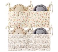 ZOCONE Organizador colgante para cuna de bebé, 2 en 1, organizador colgante para cuna de bebé, organizador colgante ajustable, bolsa de cuna para pañales, ropa, juguetes (hojas y flor)