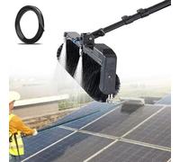 ZOCWJK Cepillo de rodillo de limpieza de paneles solares, cepillo de limpieza de paneles fotovoltaicos, con cepillo giratorio automático y poste de agua ajustable, manguera de extensión de 10 m y