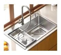 ZOCWJK Fregaderos de cocina de un solo tazón de acero inoxidable 304 con montaje superior de drenaje o montaje inferior, A-75 x 45 x 21 cm (dorado-A-60 x 45 x 21 cm)
