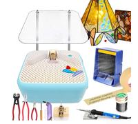 ZOCWJK Kit profesional de molinillo de vidrieras, kit de herramientas de inicio de vidrio para principiantes con 3 brocas de diamante de tamaño, cortador de vidrio, kit de soldadura y extracto de humo