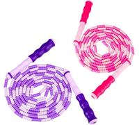 Zocy Cuerda de saltar de cuentas suaves, cuerda de saltar ajustable para hombres, mujeres y niños para mantenerse en forma, entrenamiento (rosa + morado)
